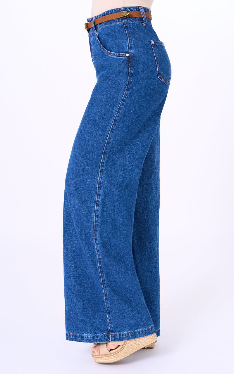 JEANS WIDE LEG TIRO ALTO