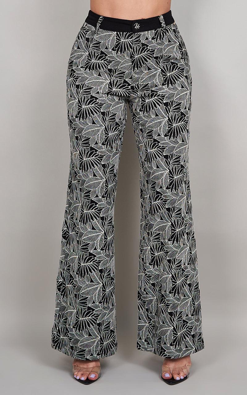 ベルページ Always Elegant Pants | Pantalón Wide Leg Bordado Tropical | Bonage