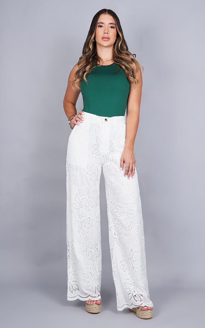 WHITE DAHLIA PANTS