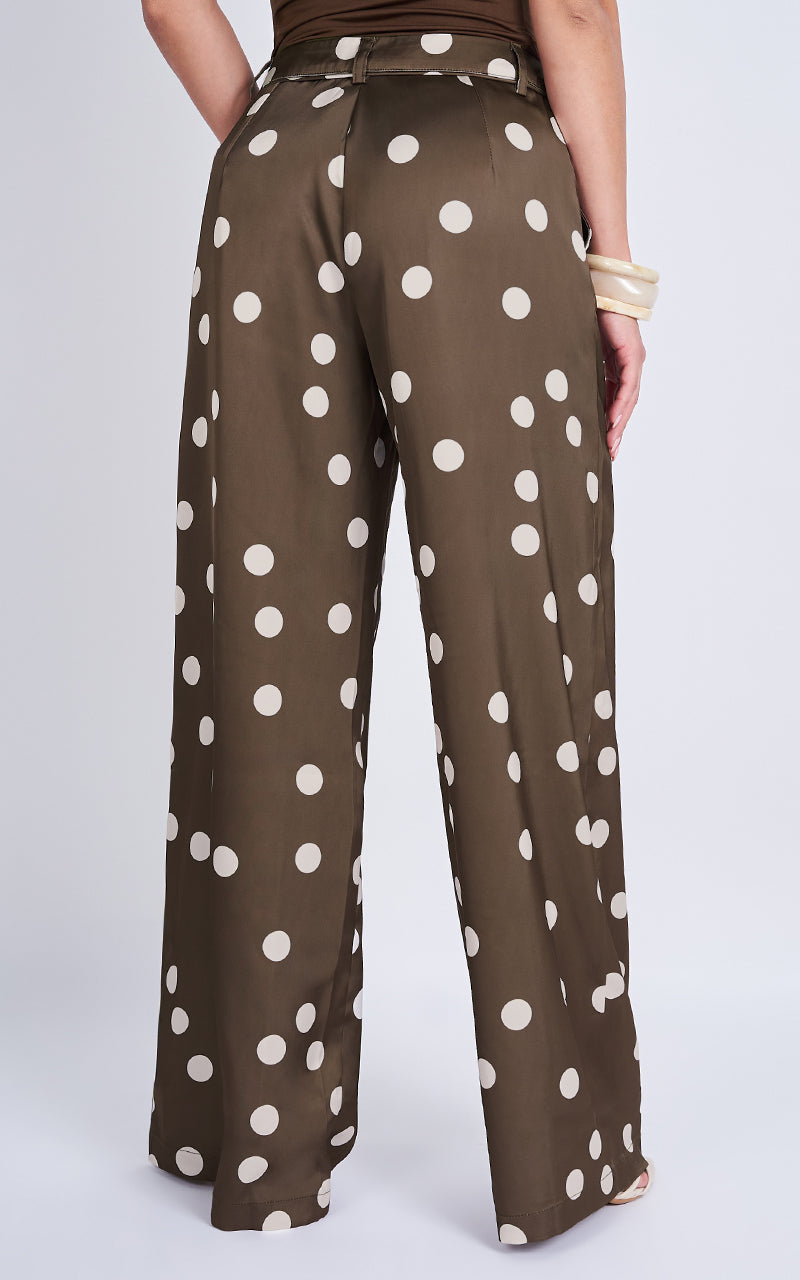 Pantalón Straight con Lunares Café – Estampado Chic | Bonage