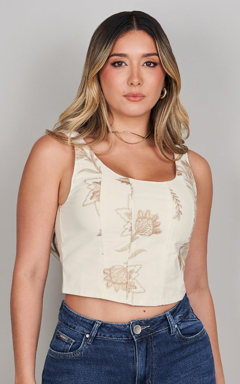 EMBROIDERED SAND TOP