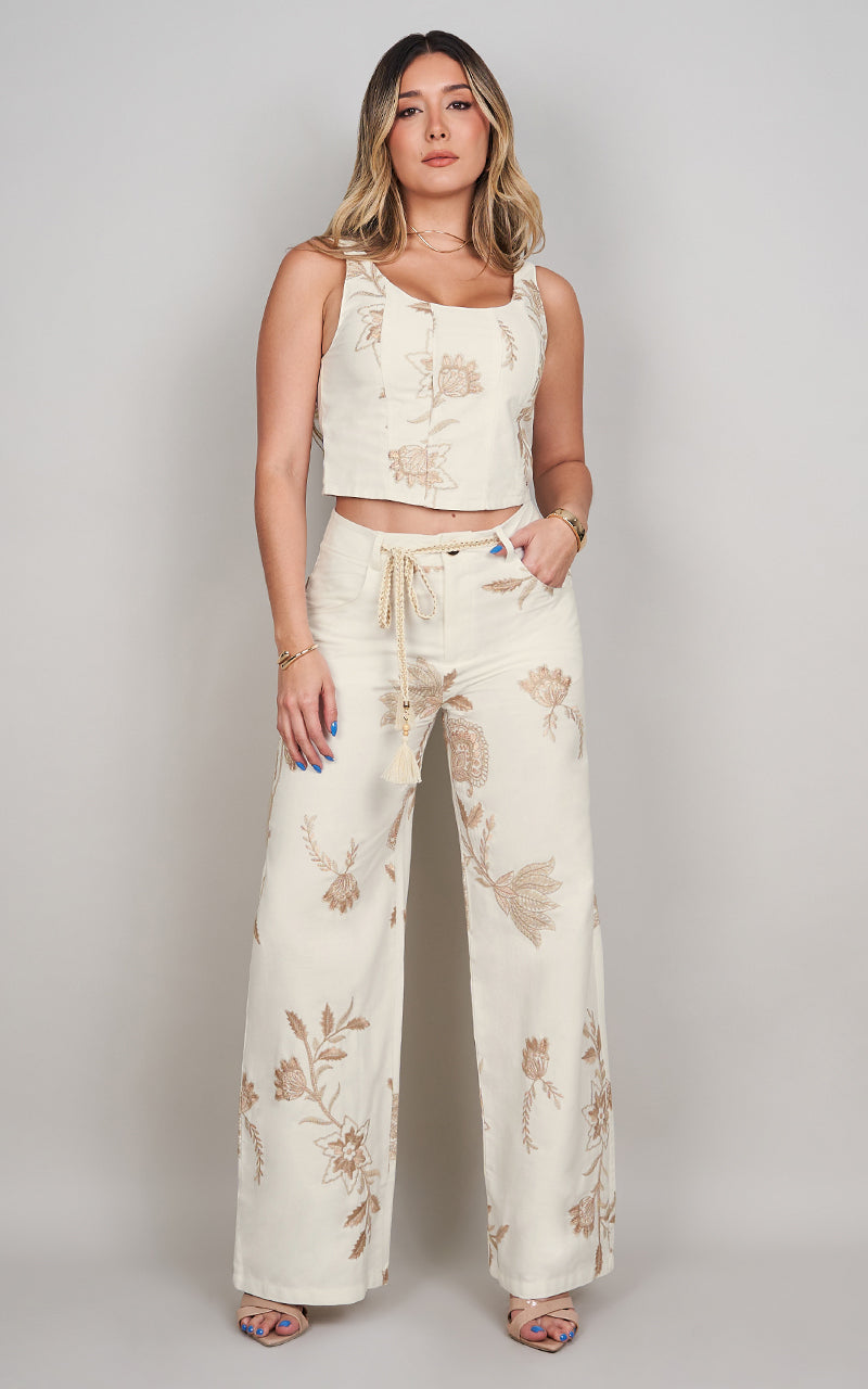 EMBROIDERED SAND TOP & PANTS