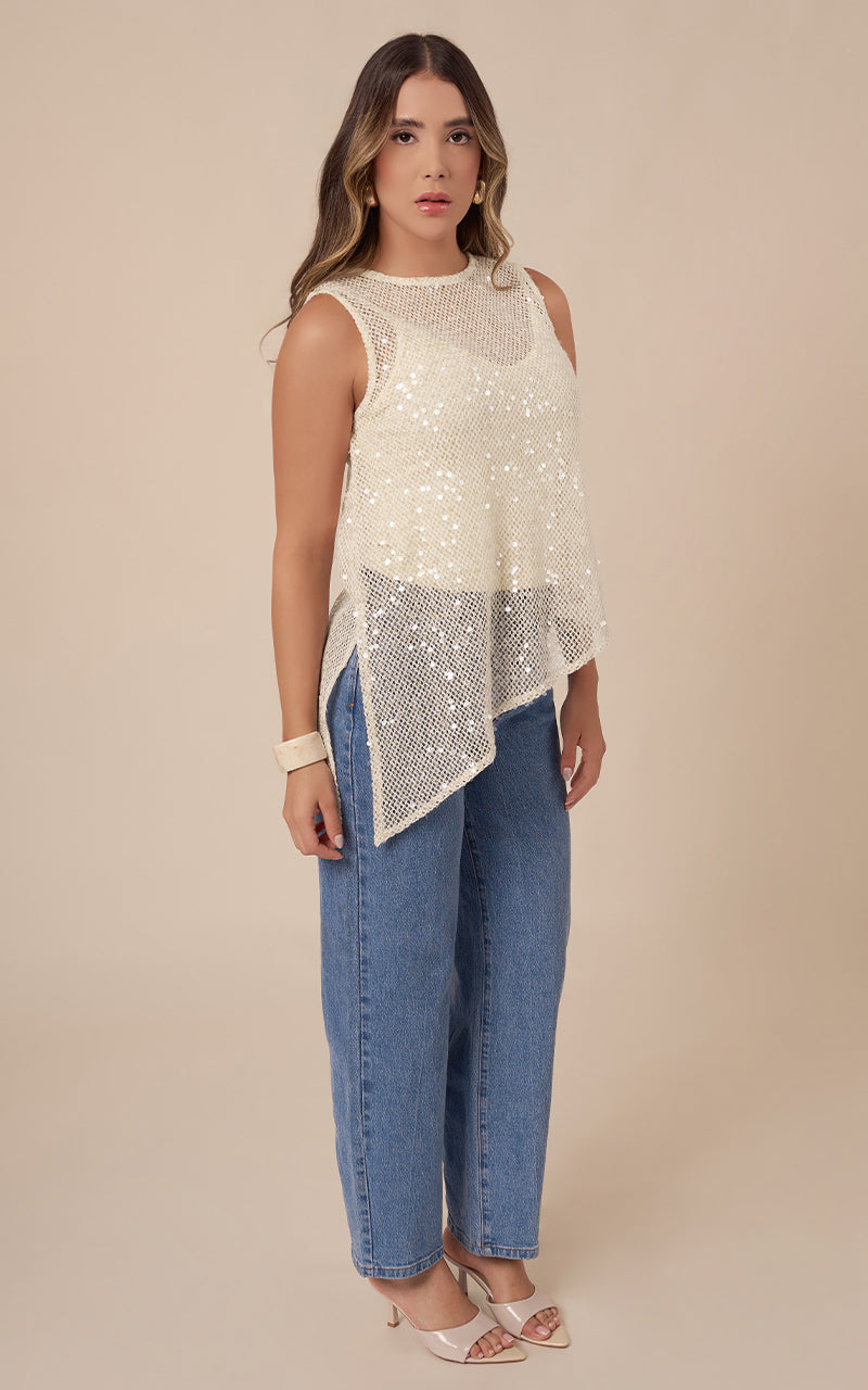 TOP MESH DE LENTEJUELAS