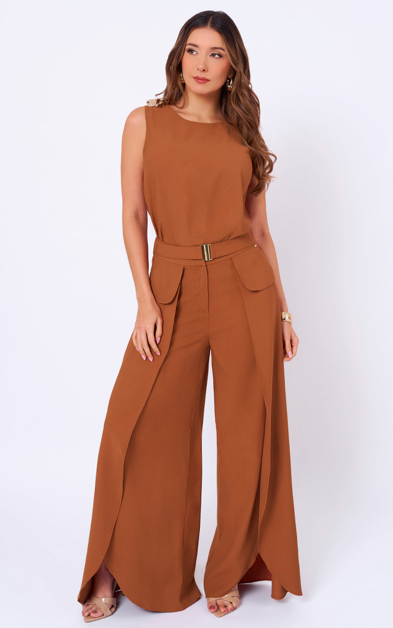 CONJUNTO TOP Y PANTALÓN TERRACOTA