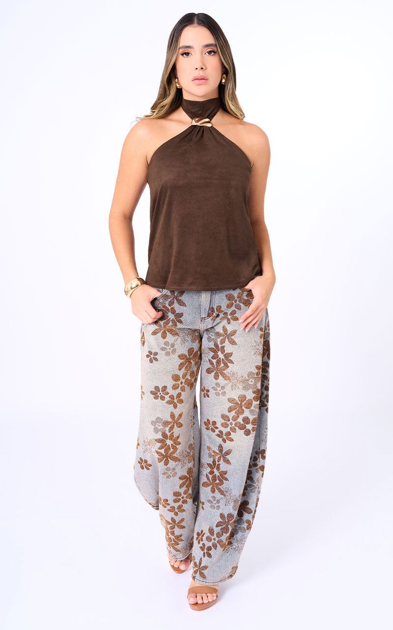 TOP CAFE HALTER CON ARGOLLA