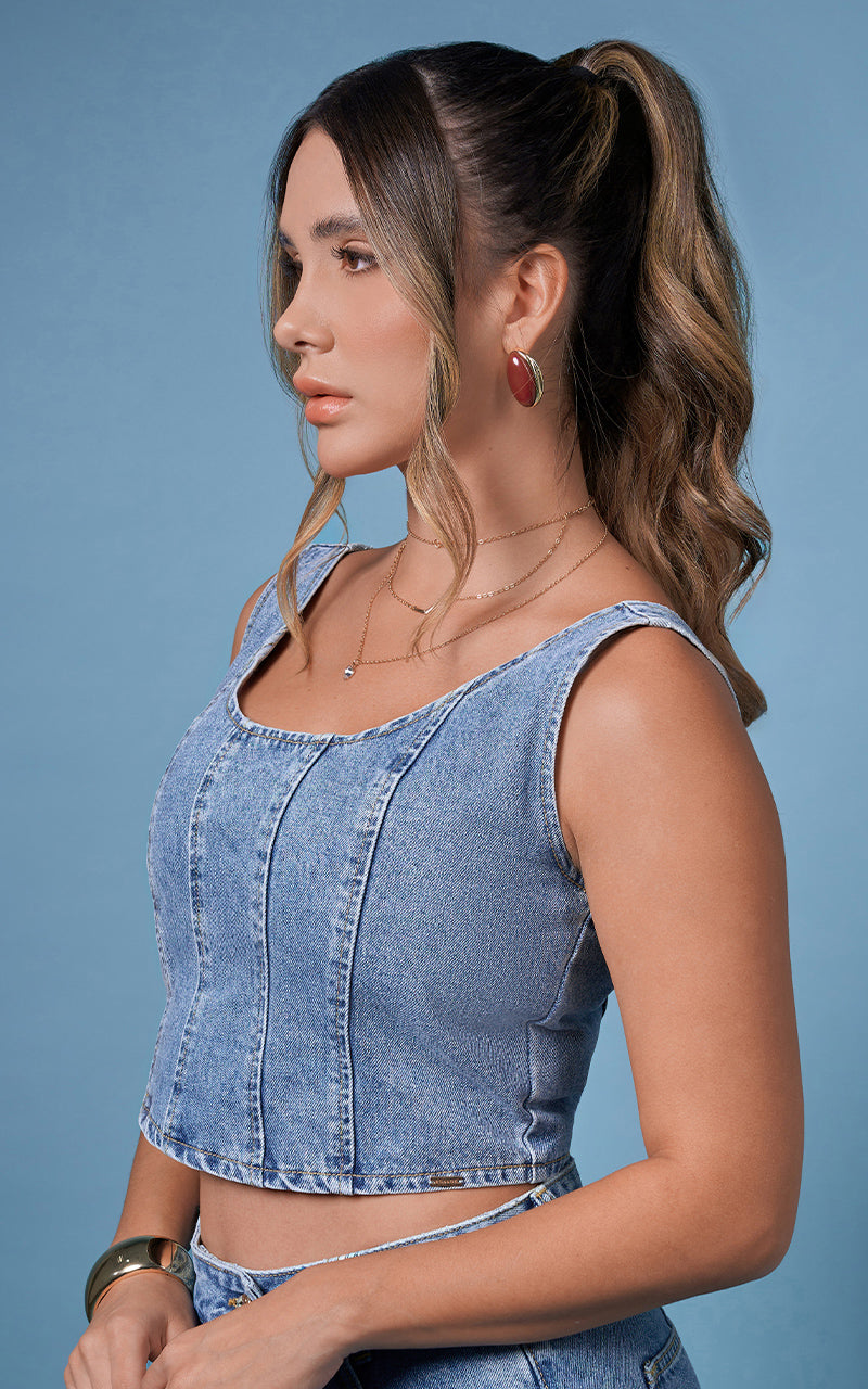 TOP DENIM SIN MANGAS