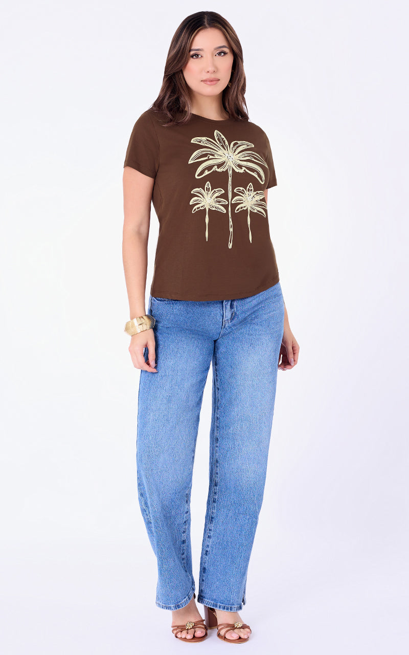 T-SHIRT UNICOLOR CON ESTAMPADO