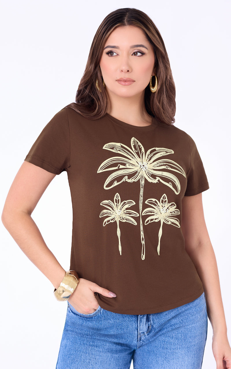 T-SHIRT UNICOLOR CON ESTAMPADO