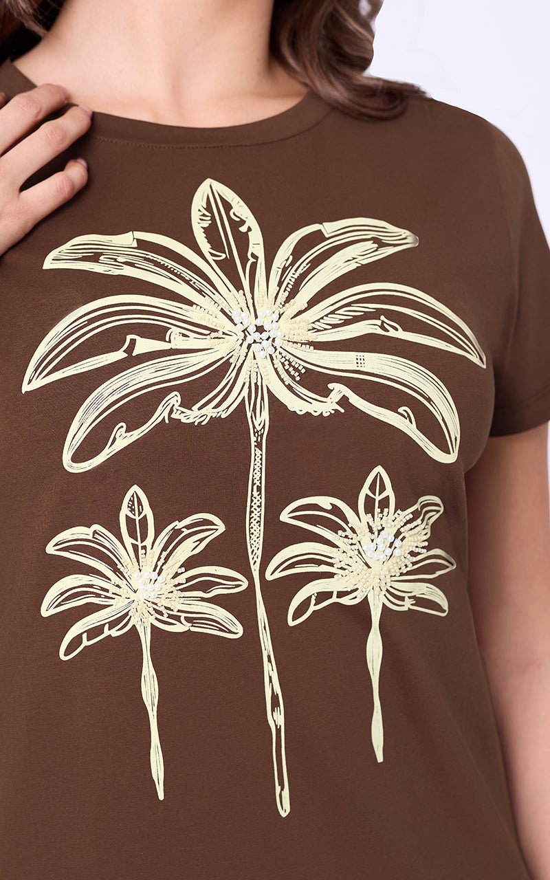 T-SHIRT UNICOLOR CON ESTAMPADO