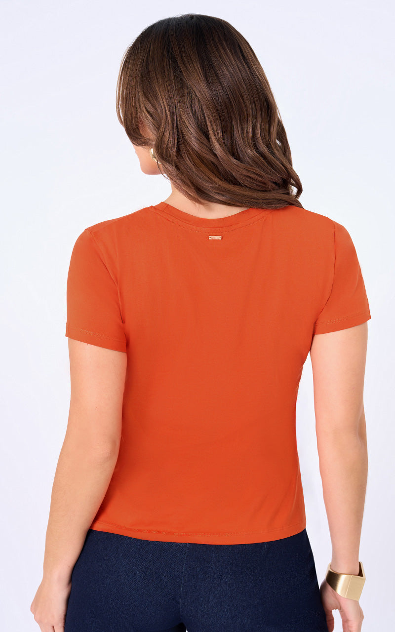 T-SHIRT NARANJA ESTAMPADO