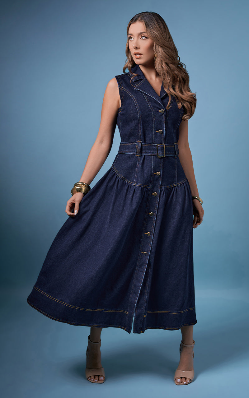 VESTIDO DENIM CON CINTURON