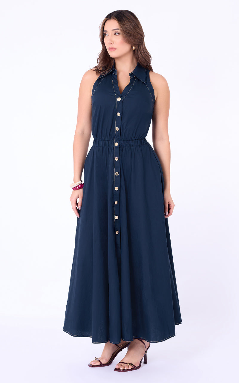 VESTIDO UNICOLOR SIN MANGAS