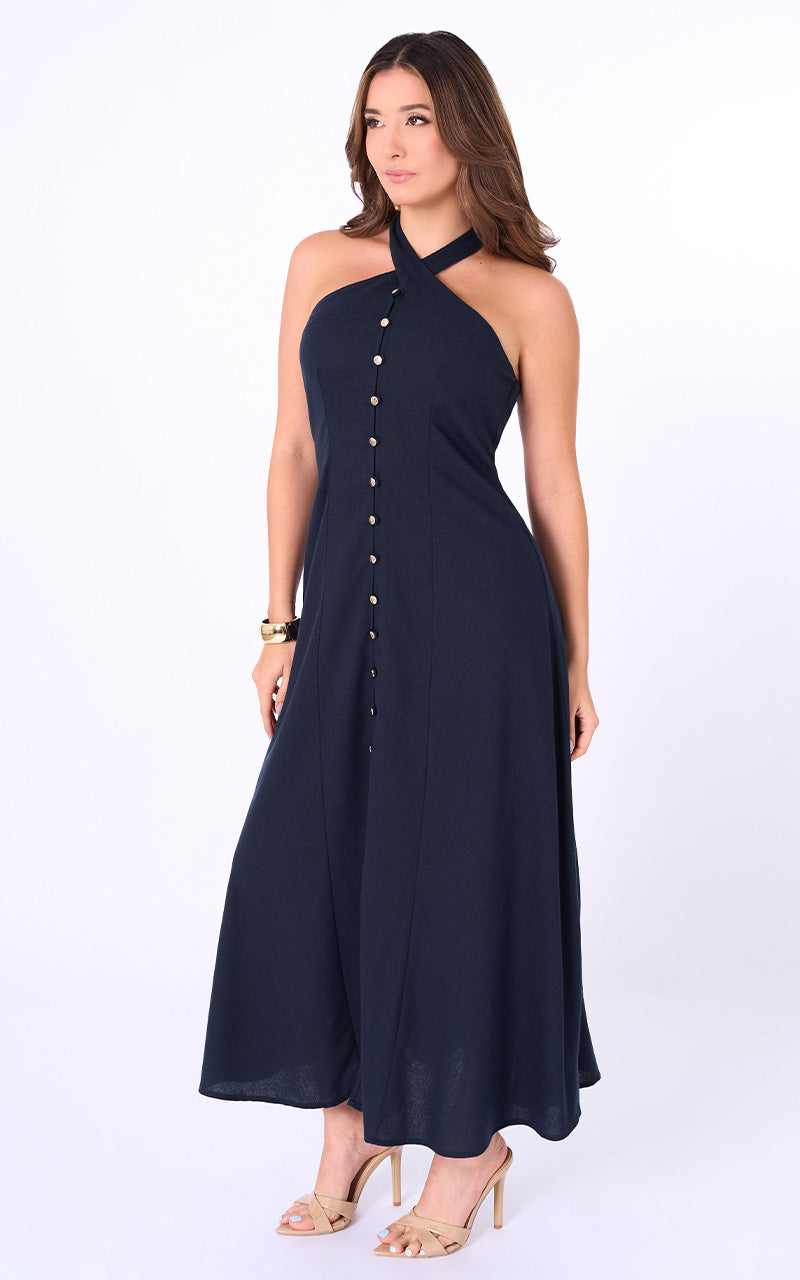 VESTIDO LARGO UNICOLOR
