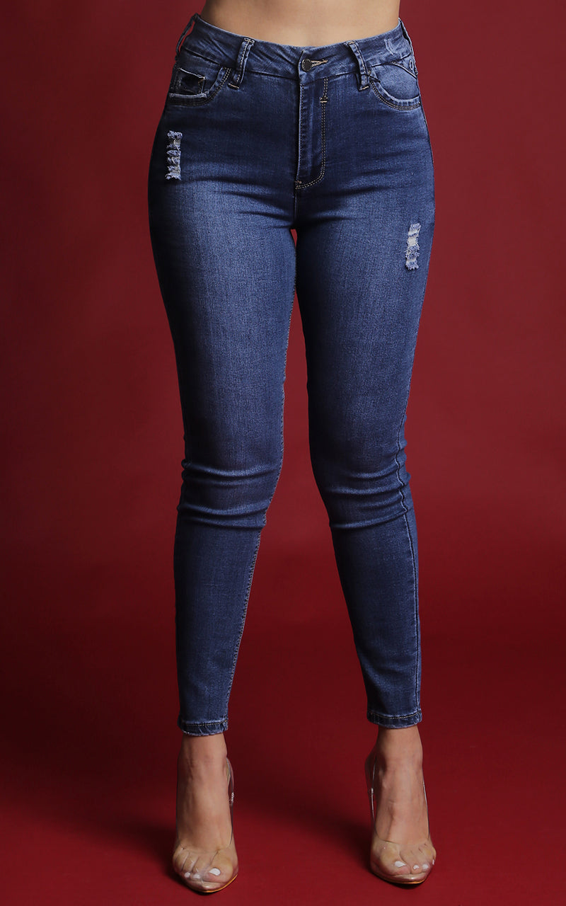 JEANS SKINNY ANKLE AZUL MEDIO