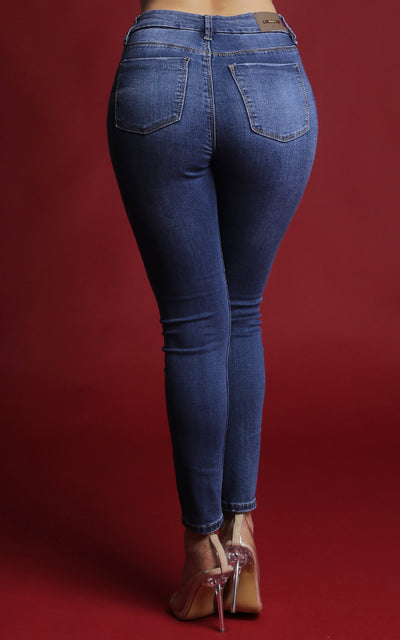 JEANS SKINNY ANKLE AZUL MEDIO